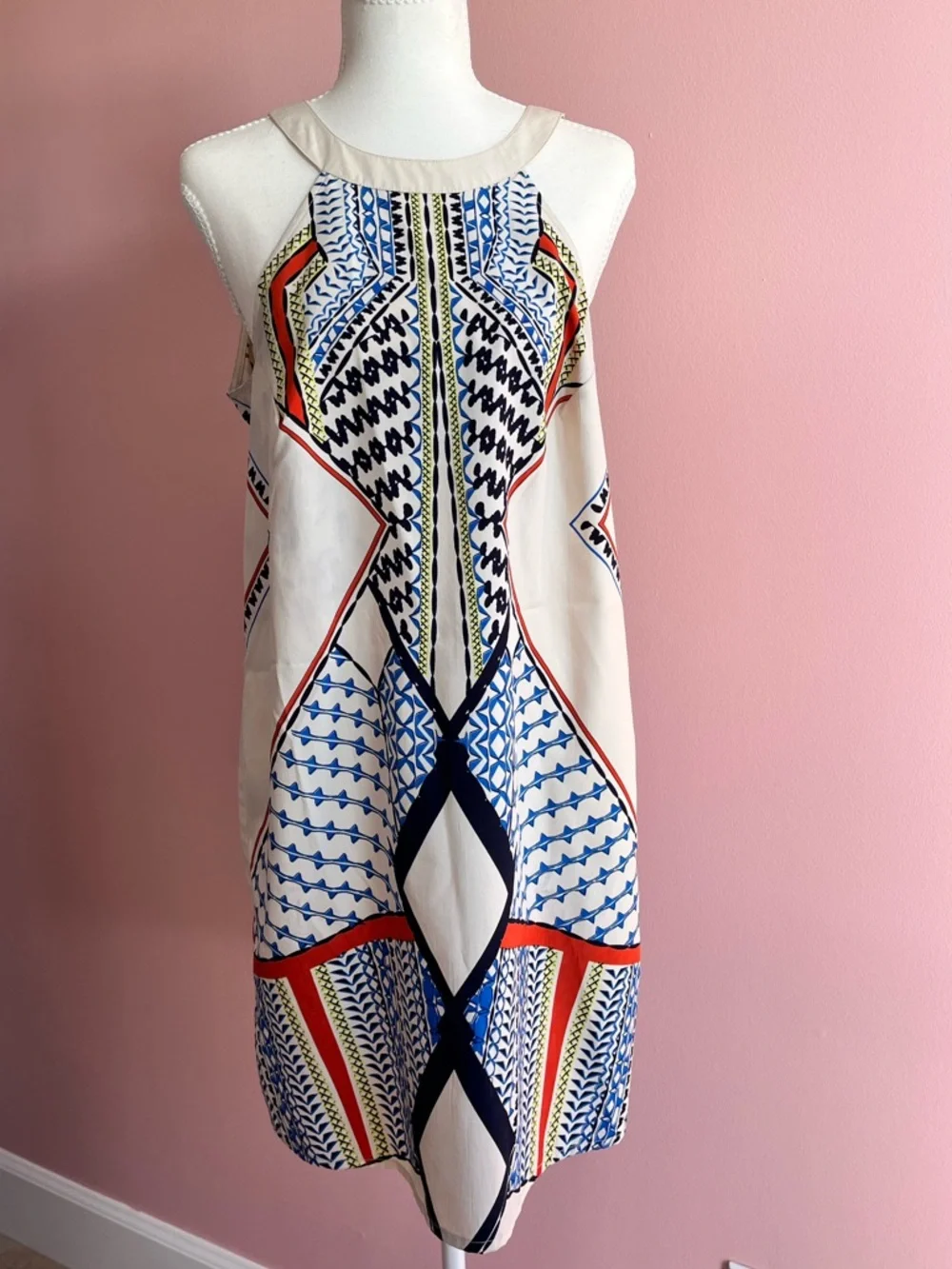 Venus Women Halter Geometric Dress Size Medium Summer Vacation Beach - Picture 2 of 5